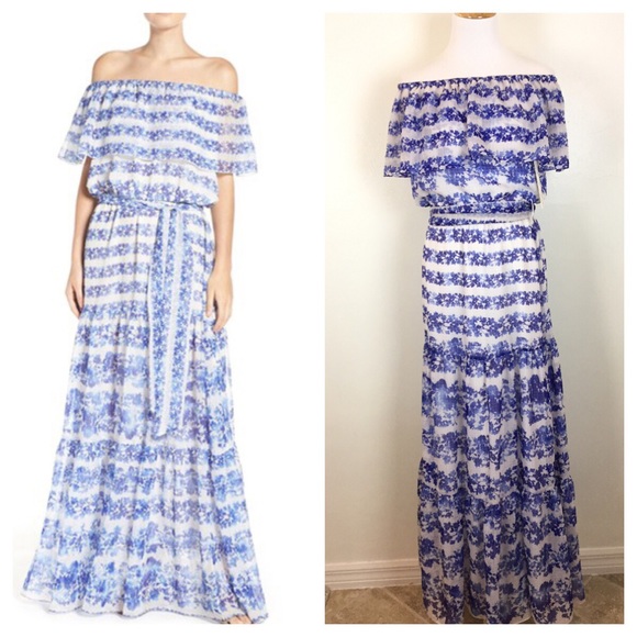 eliza j off the shoulder floral maxi dress